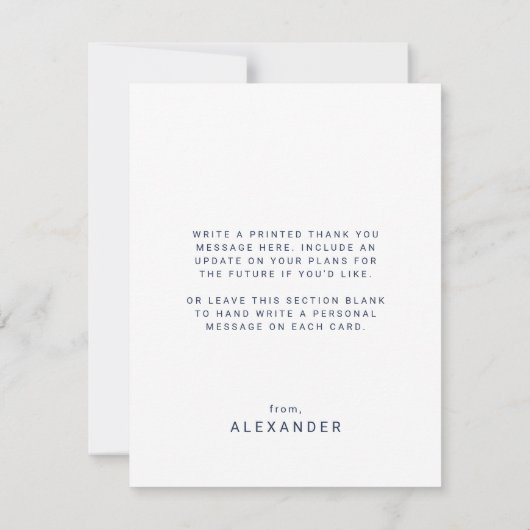 Modern Fete Navy Gold Photo Arch Afstuderen Bedankkaart (Achterkant)