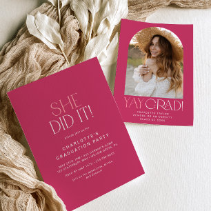 Modern Fete Pink Ze deed het Photo Arch Afstuderen Kaart
