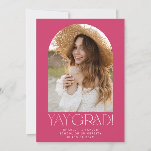 Modern Fete Pink Ze deed het Photo Arch Afstuderen Kaart (Achterkant)