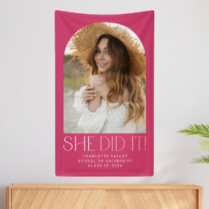 Modern Fete Pink Ze deed het Photo Arch Afstuderen Spandoek