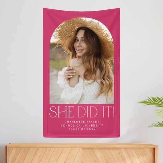 Modern Fete Pink Ze deed het Photo Arch Afstuderen Spandoek