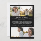 Modern Fete Zwart Goud Yay Afstudeerder Foto Afstu Aankondiging (Achterkant)