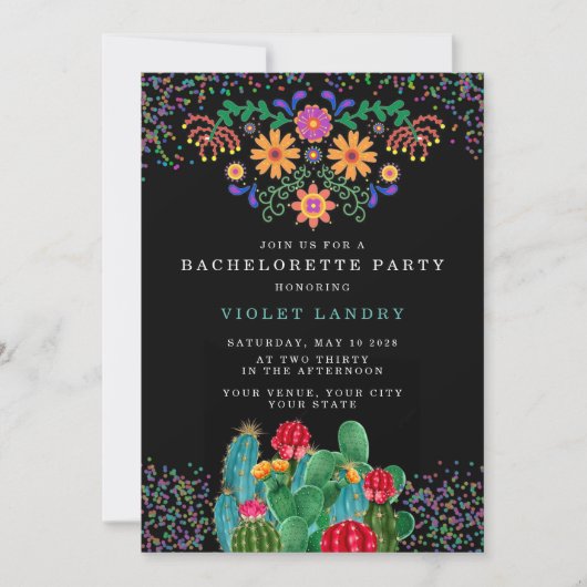 Modern Fiesta en Cactus Bachelorette Party Kaart (Voorkant)