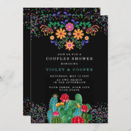 Modern Fiesta en Cactus Colorful Couples Shower Kaart