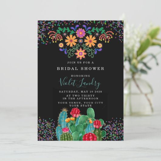 Modern Fiesta en Cactus Colorful Vrijgezellenfeest Kaart (Staand voorkant)