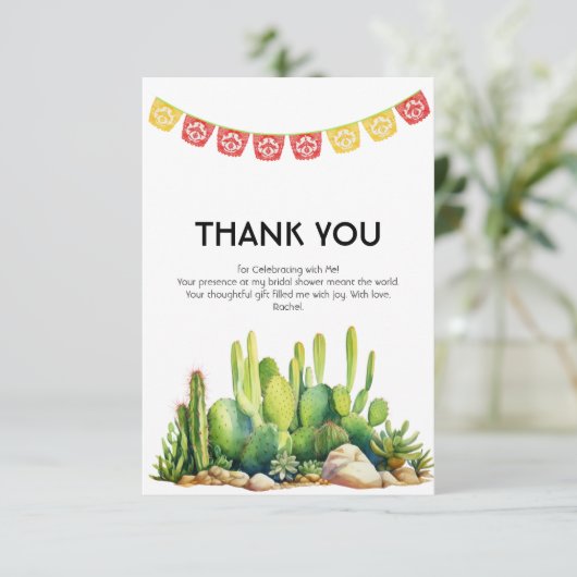 Modern Fiesta Thema Cactus Bruidsmeisje Bruiloftfe Bedankkaart (Staand voorkant)