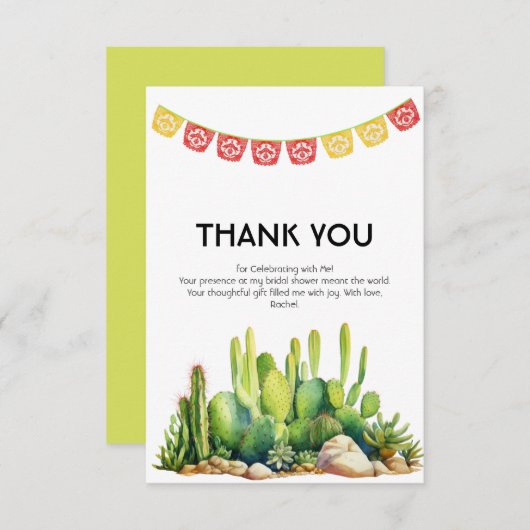 Modern Fiesta Thema Cactus Bruidsmeisje Feest Bedankkaart (Voorkant / Achterkant)