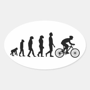 Modern Fiets Schema voor Menselijke Evolutie Ovale Sticker