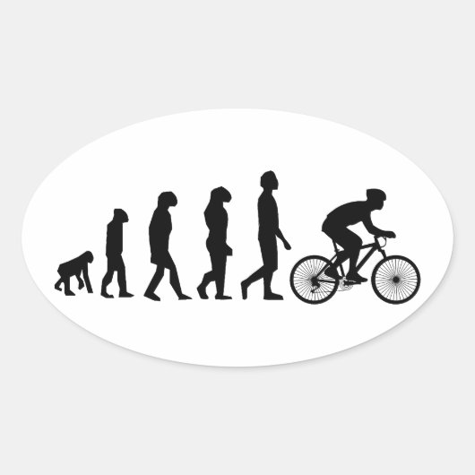 Modern Fiets Schema voor Menselijke Evolutie Ovale Sticker (Voorkant)