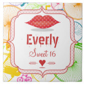 Modern Fiets SWEET SIXTEEN DOT LIPS Tegeltje (Voorkant)