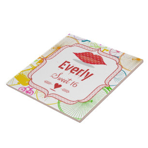  Modern Fiets SWEET SIXTEEN DOT LIPS Tegeltje