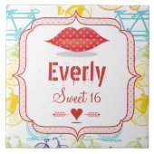 Modern Fiets SWEET SIXTEEN DOT LIPS Tegeltje (Voorkant)