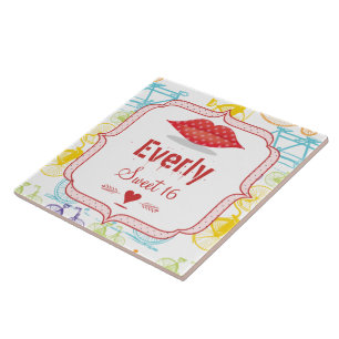  Modern Fiets SWEET SIXTEEN DOT LIPS Tegeltje