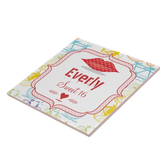 Modern Fiets SWEET SIXTEEN DOT LIPS Tegeltje (Zijkant)