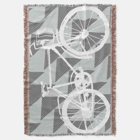  modern fietspatroon grijs en wit deken (Voorkant Verticaal)