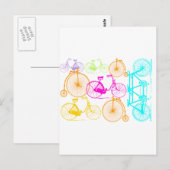  modern fietspatroon, helder kleurneonpatroon briefkaart (Voorkant / Achterkant)