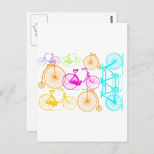  modern fietspatroon, helder kleurneonpatroon briefkaart (Voorkant / Achterkant)