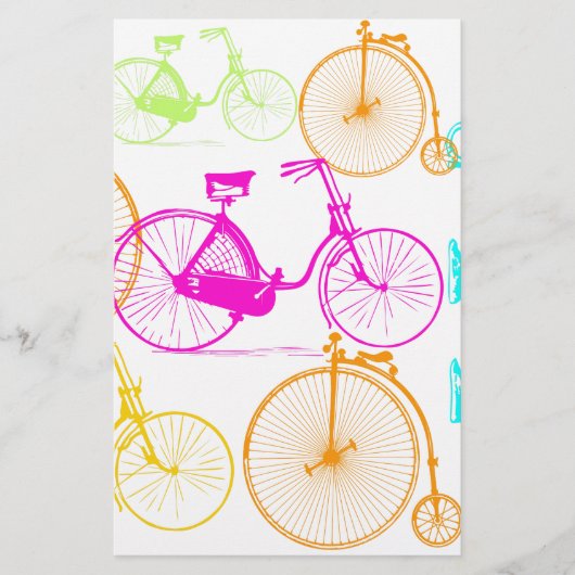 modern fietspatroon, helder kleurneonpatroon briefpapier (Voorkant)