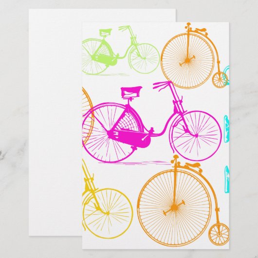  modern fietspatroon, helder kleurneonpatroon briefpapier (Voorkant / Achterkant)