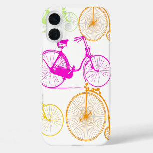modern fietspatroon, helder kleurneonpatroon iPhone 16 plus hoesje