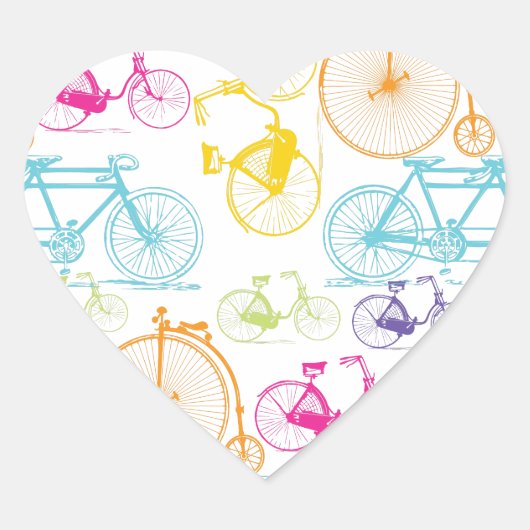 modern fietspatroon, helder kleurneonpatroon hart sticker (Voorkant)
