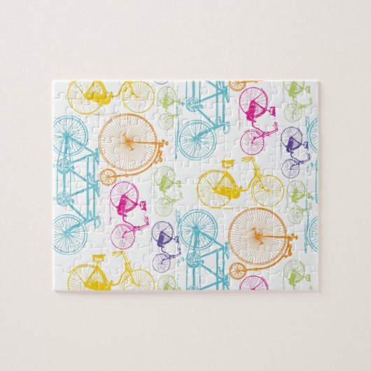 modern fietspatroon, helder kleurneonpatroon legpuzzel (Horizontaal)