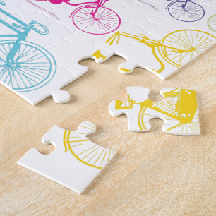  modern fietspatroon, helder kleurneonpatroon legpuzzel