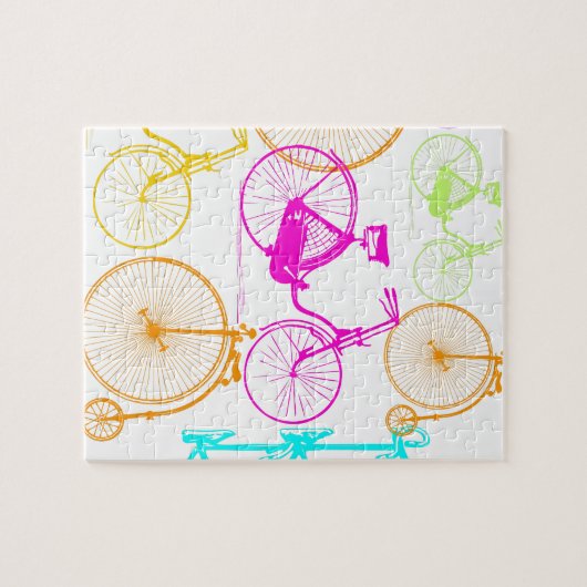 modern fietspatroon, helder kleurneonpatroon legpuzzel (Horizontaal)
