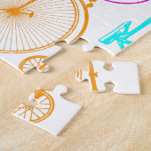  modern fietspatroon, helder kleurneonpatroon legpuzzel (Zijkant)