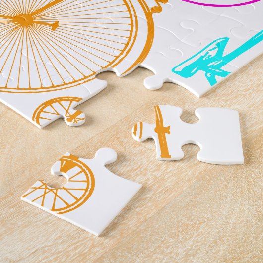  modern fietspatroon, helder kleurneonpatroon legpuzzel (Zijkant)