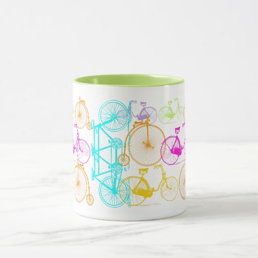  modern fietspatroon, helder kleurneonpatroon mok (Midden)