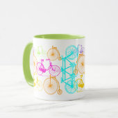 modern fietspatroon, helder kleurneonpatroon mok (Voorkant links)