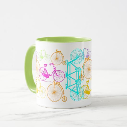  modern fietspatroon, helder kleurneonpatroon mok (Voorkant links)