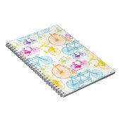  modern fietspatroon, helder kleurneonpatroon notitieboek (Rechterzijde)