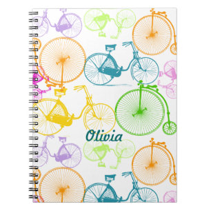  modern fietspatroon, helder kleurneonpatroon notitieboek