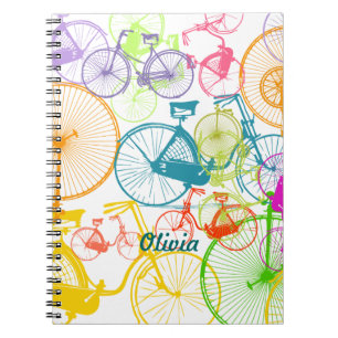  modern fietspatroon, helder kleurneonpatroon notitieboek