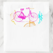  modern fietspatroon, helder kleurneonpatroon ovale sticker (Tas)