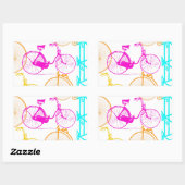 modern fietspatroon, helder kleurneonpatroon rechthoekige sticker (Vel)