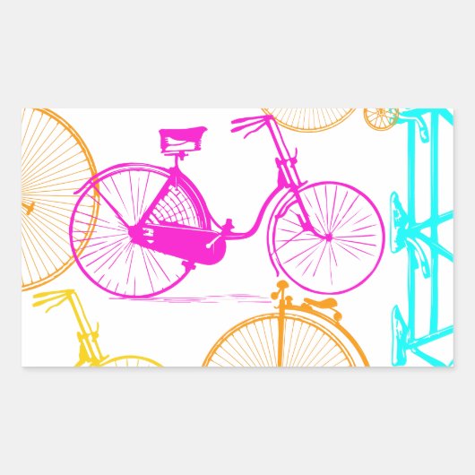 modern fietspatroon, helder kleurneonpatroon rechthoekige sticker (Voorkant)