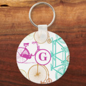  modern fietspatroon, helder kleurneonpatroon sleutelhanger (Voorkant)