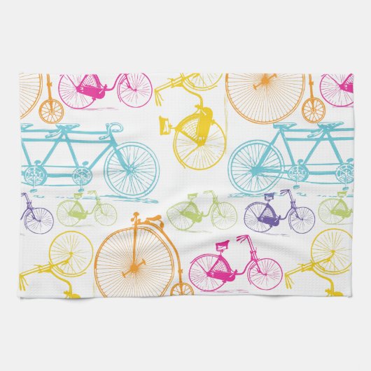  modern fietspatroon, helder kleurneonpatroon theedoek (Horizontaal)