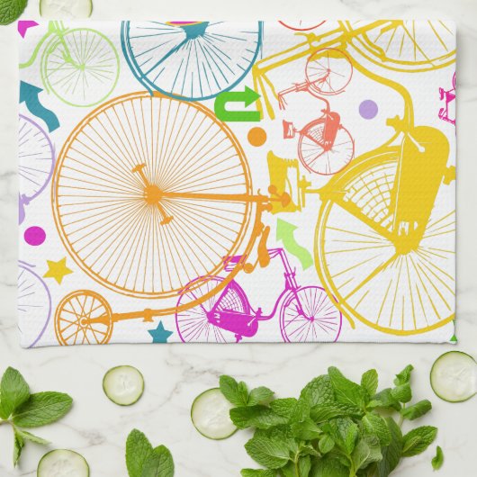  modern fietspatroon, helder kleurneonpatroon theedoek (Gevouwen)