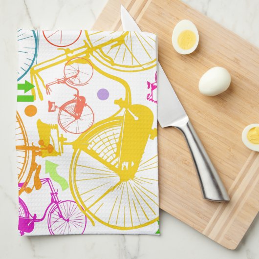  modern fietspatroon, helder kleurneonpatroon theedoek (Quarter Fold)