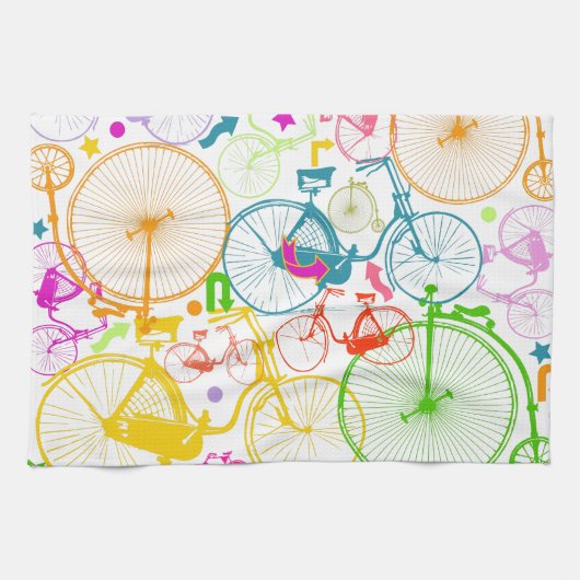 modern fietspatroon, helder kleurneonpatroon theedoek (Horizontaal)