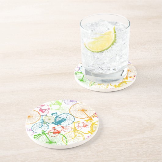  modern fietspatroon, helder kleurneonpatroon zandsteen onderzetter (Zijkant)