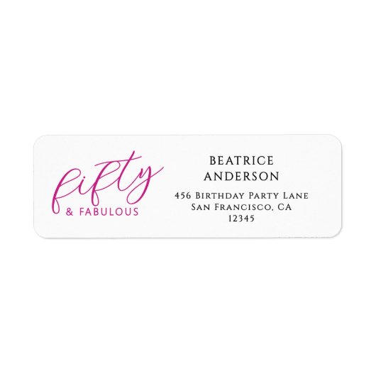 Modern Fifty and Fabulous 50th Birthday Party Etiket (Voorkant)