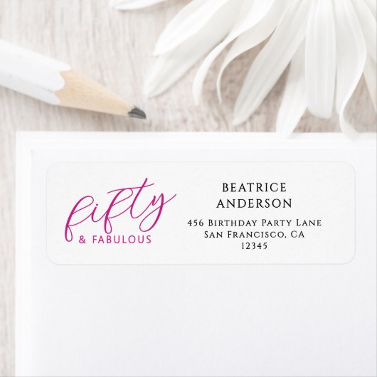 Modern Fifty and Fabulous 50th Birthday Party Etiket (Insitu)