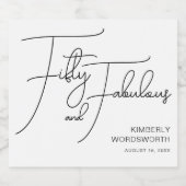 Modern Fifty and Fabulous 50th Birthday Party Sparkling Wijnetiket (Enkel label)