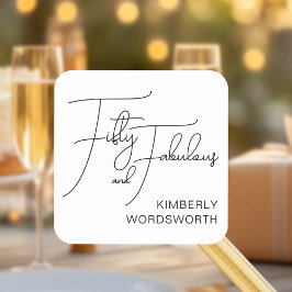 Modern Fifty and Fabulous 50th Birthday Party Vierkante Sticker