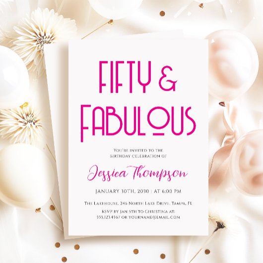 Modern Fifty and Fabulous Art Deco 50th Birthday Kaart